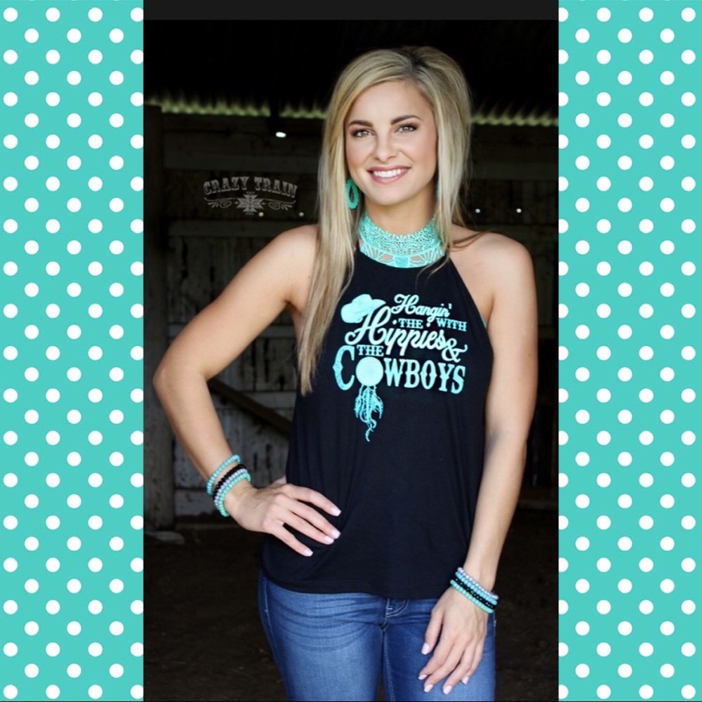 Hanging With The Hippies & The Cowboys black tank - Picture 3 of 5